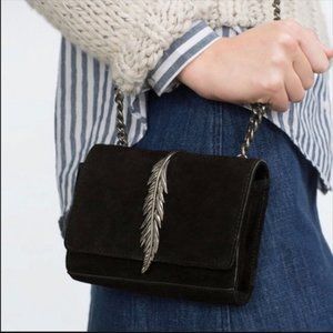 ZARA Suede feather crossbody bag
